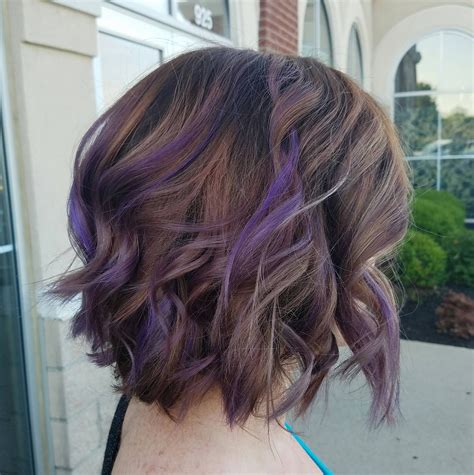 Short brown hair purple highlights - 17. Dark Hair. Source. Purple ombre hair is a great way to experiment with this creative hair color without getting a full dye job. If you want to keep a minimalistic approach, coloring the tips works too. We love the purple face-framing highlights. 18. Red Lilac Hair. Source.